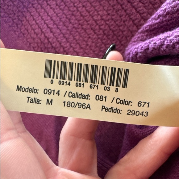 Massimo Dutti Purple Cable Knit Sweater M Silk Blend V-Neck Jumper - Picture 6 of 8